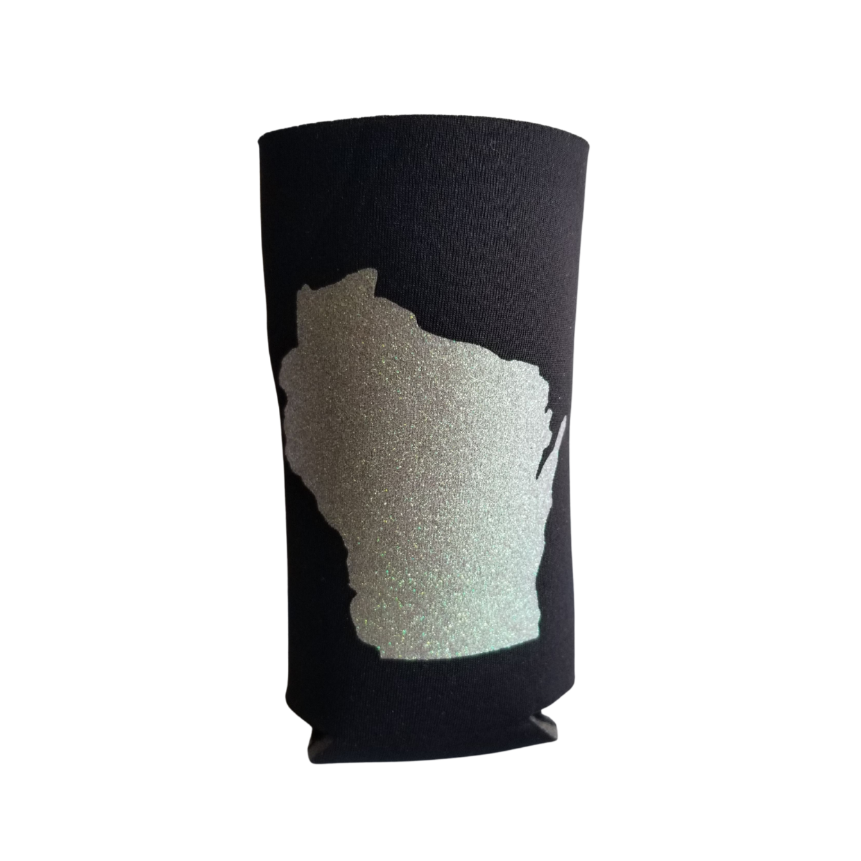 Custom Koozies – Wisconsin State Custom Koozie with white-silver glitter