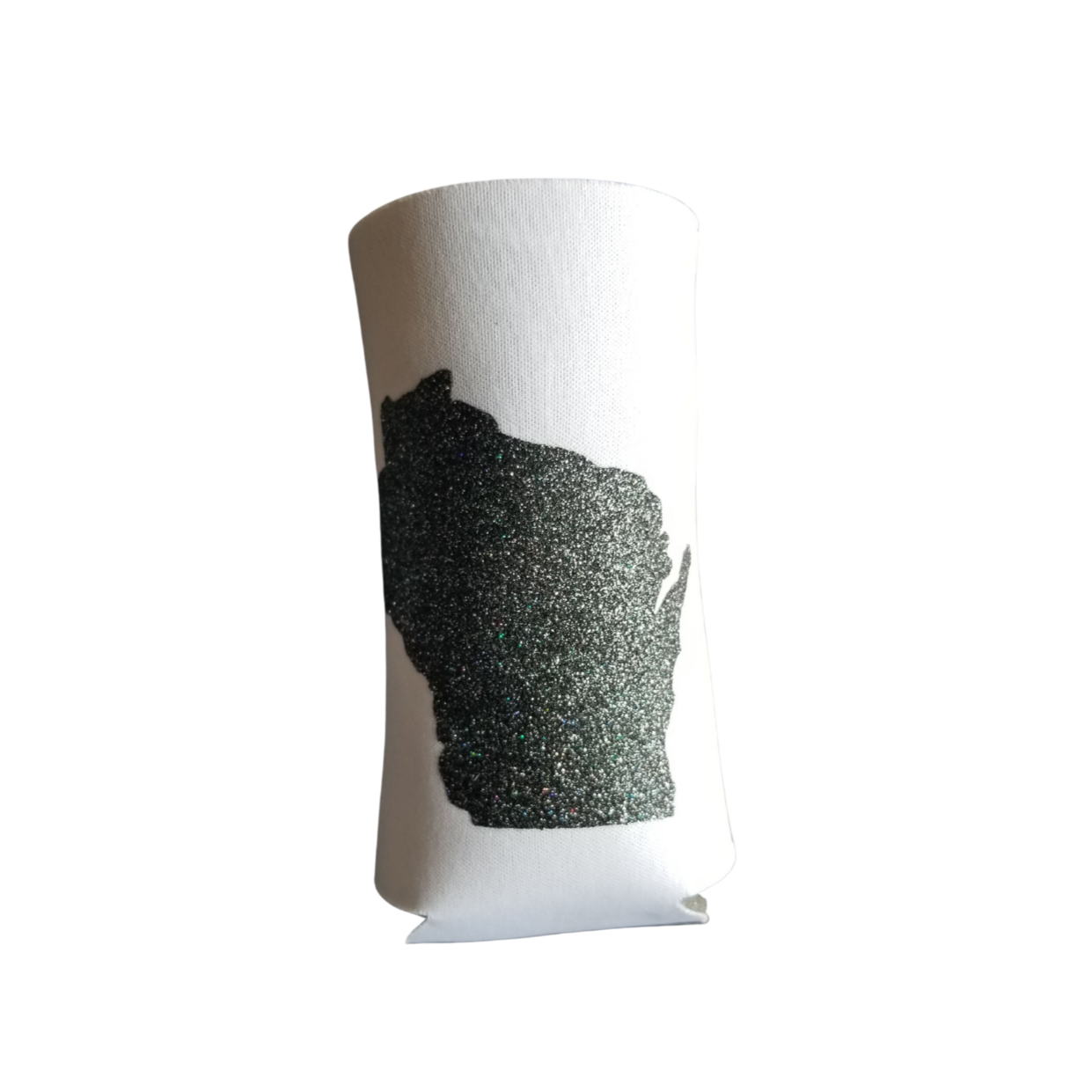 Custom Koozies – Wisconsin State Custom Koozie with black-silver glitter