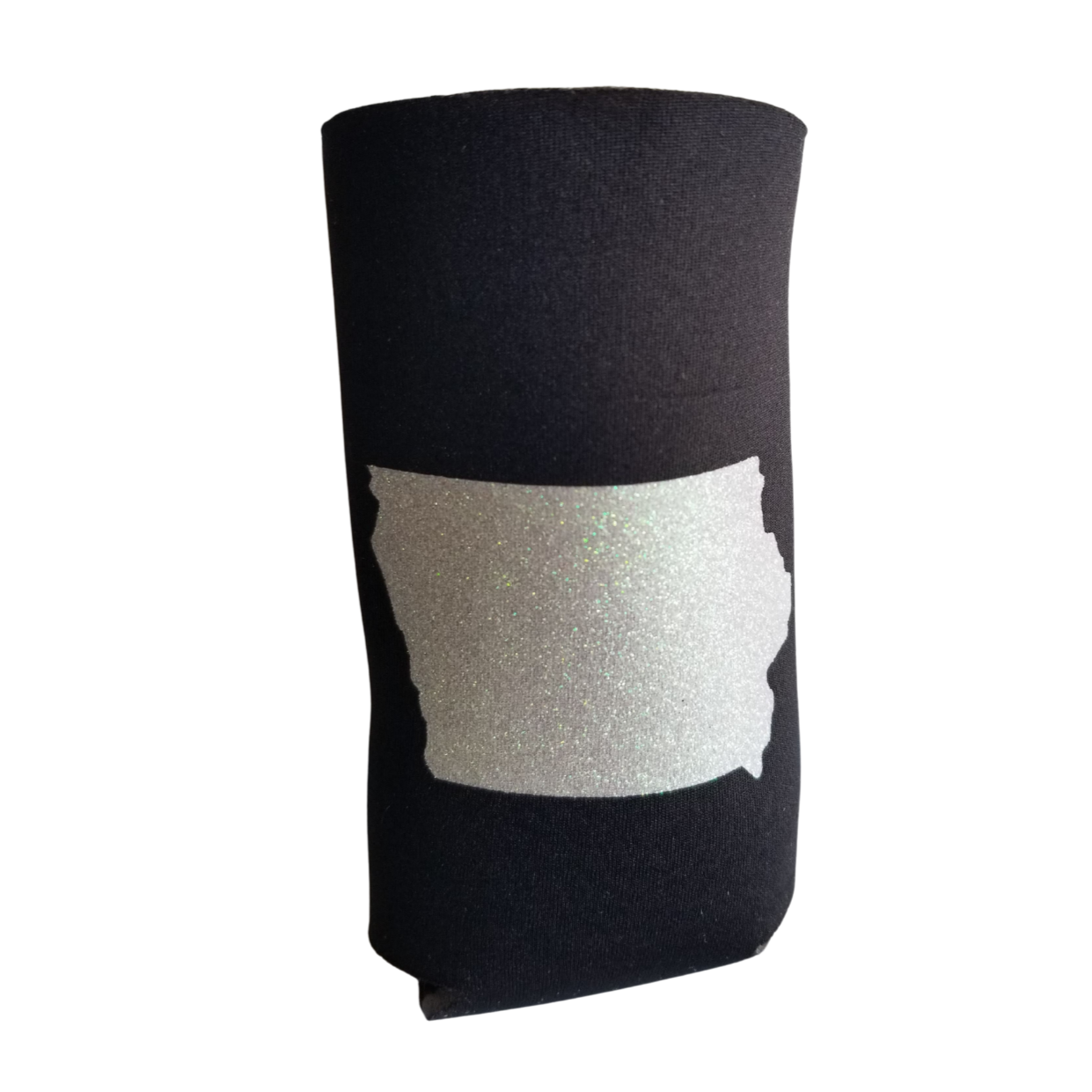 Custom Koozies – Iowa State Custom Koozie with white-silver glitter