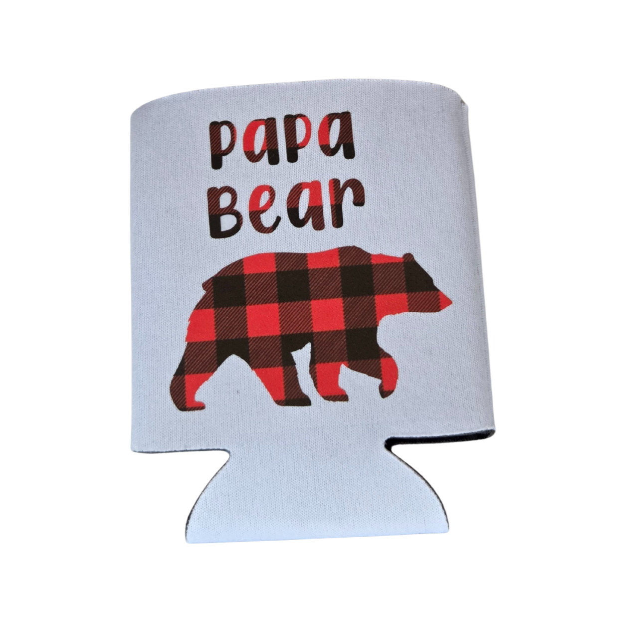 Custom Koozies – Papa Bear Custom Koozie with red/black plaid