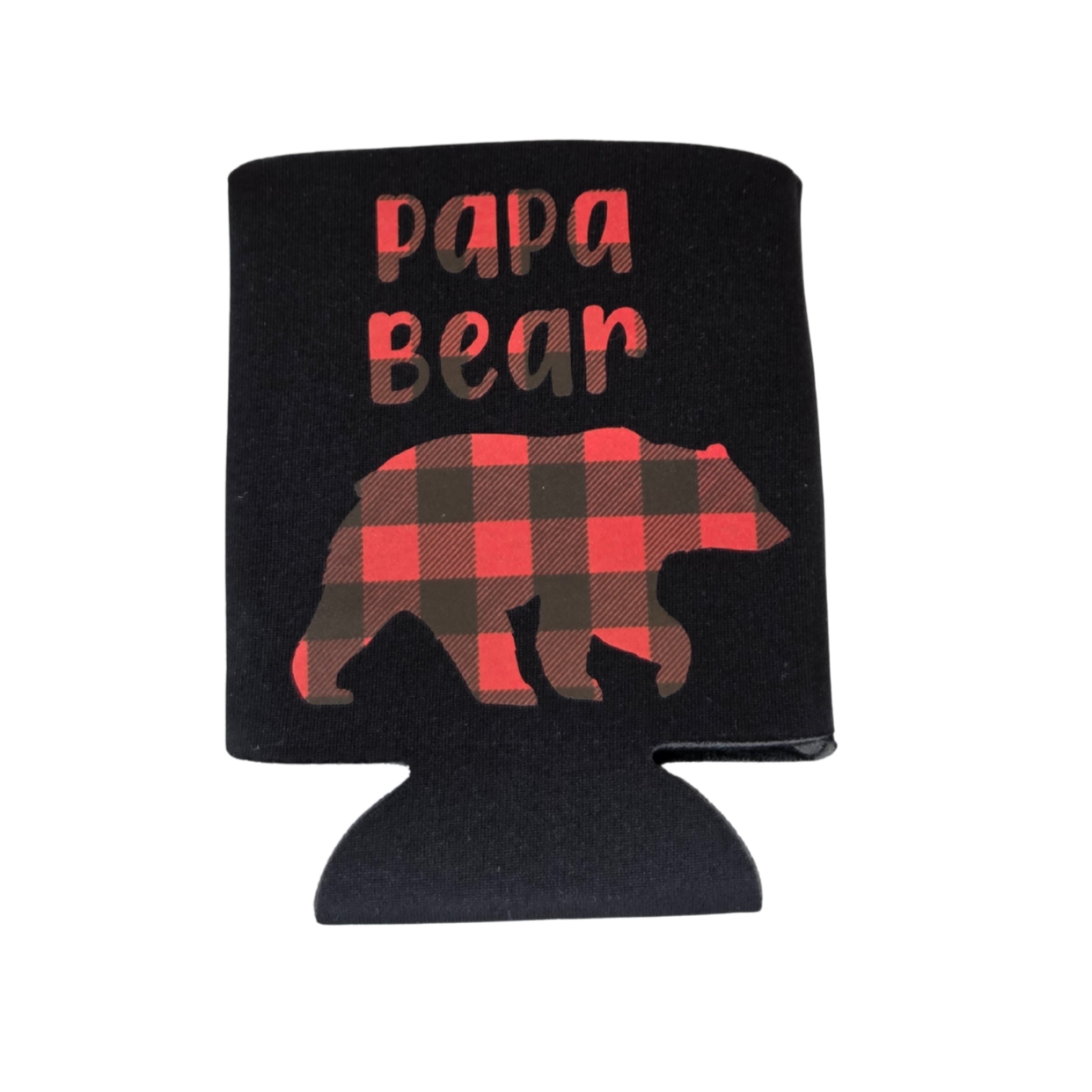 Custom Koozies – Papa Bear Custom Koozie with red/black plaid