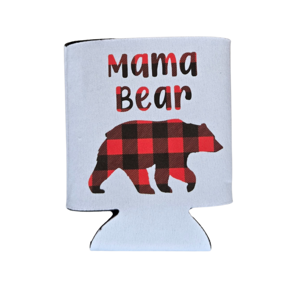 Custom Koozies – Mama Bear Custom Koozie with red/black plaid