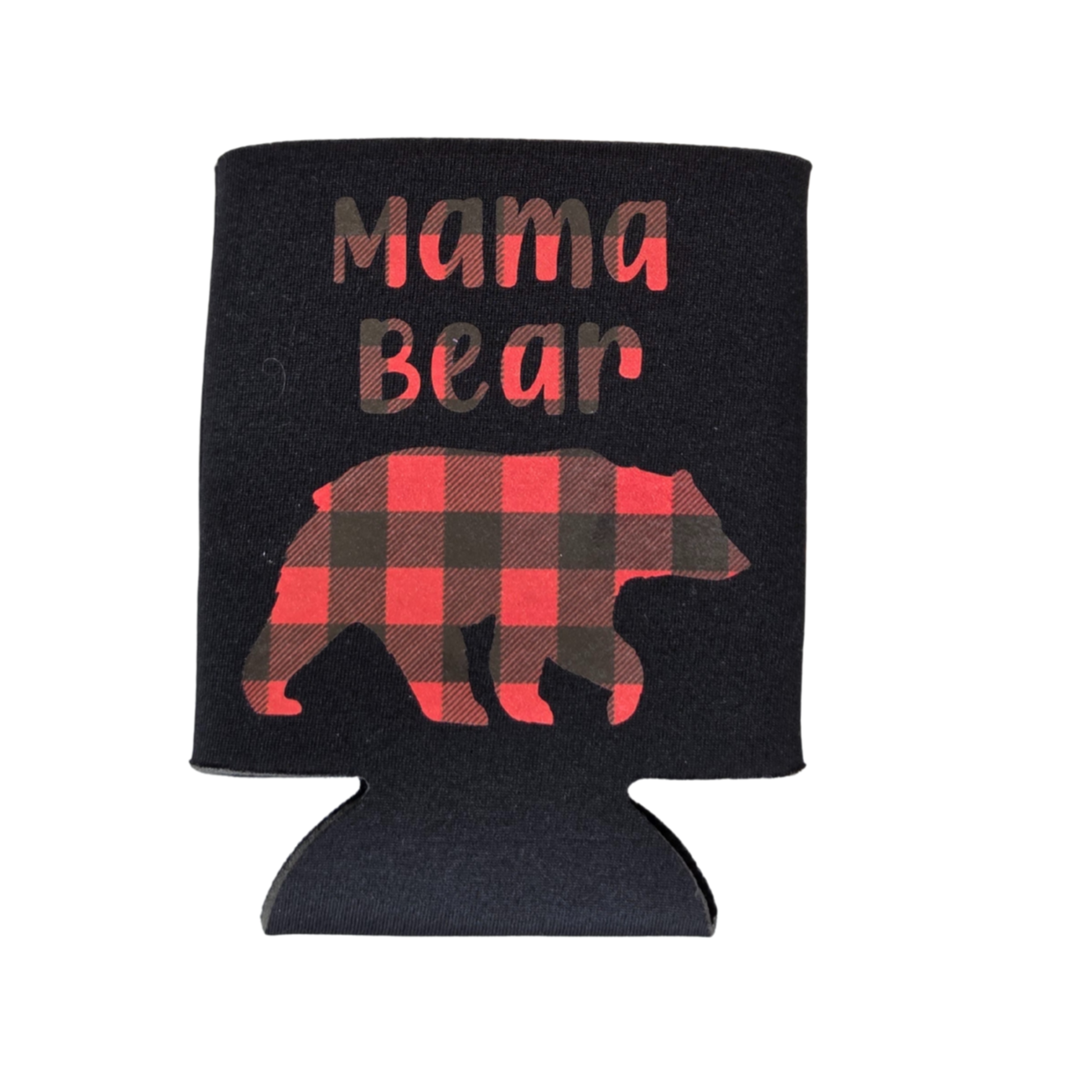 Custom Koozies – Mama Bear Custom Koozie with red/black plaid
