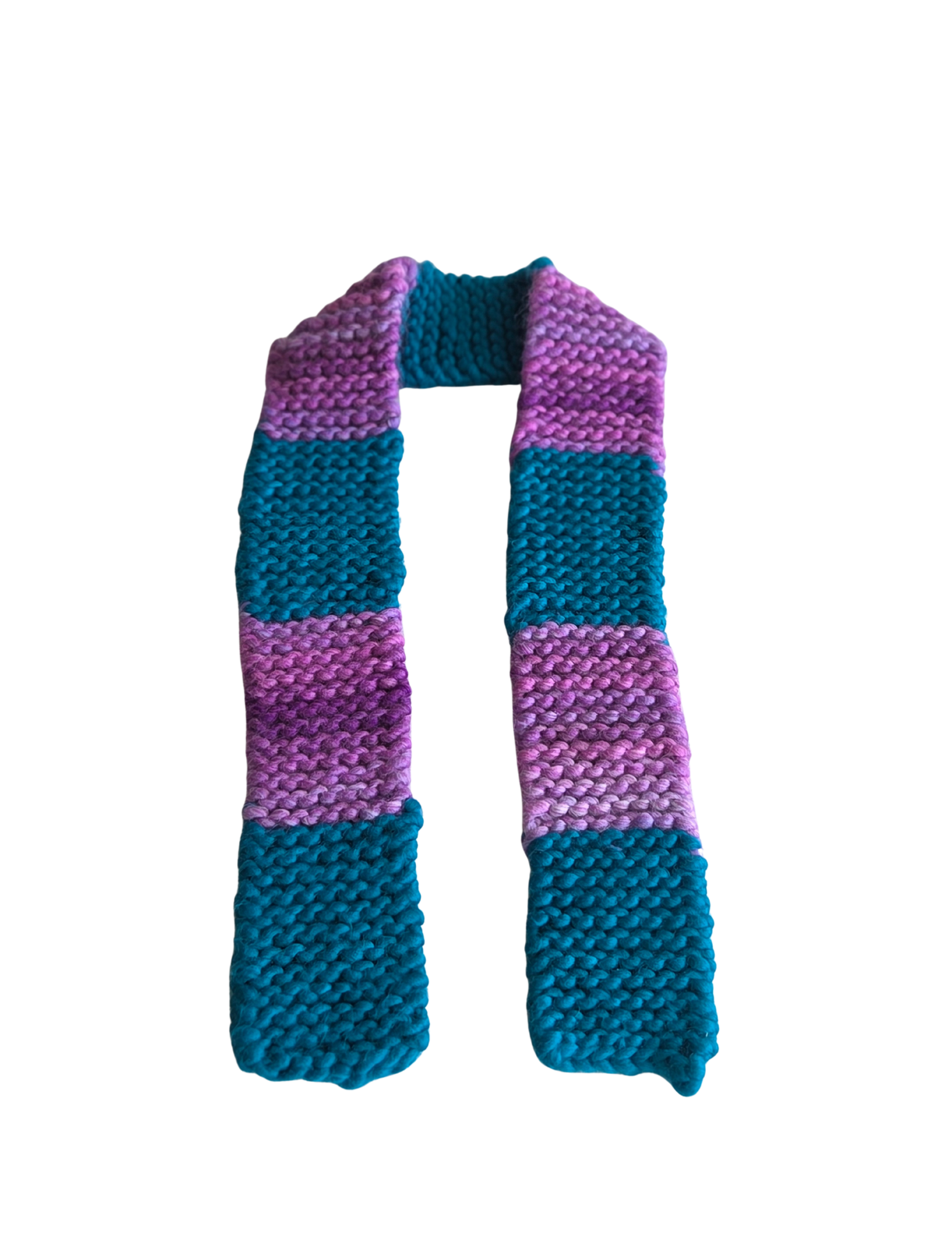 Handcrafted Knitted Scarf – Purple Blend with Teal