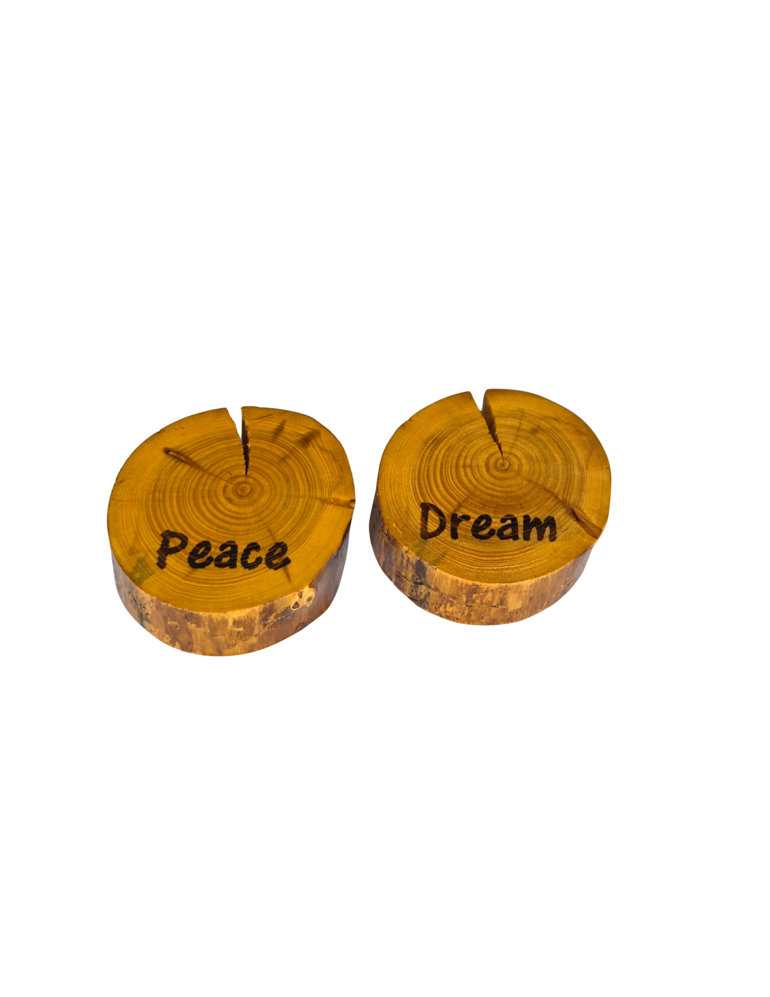 Live Edge Candle Coasters- 2 Pack- Peace & Dream