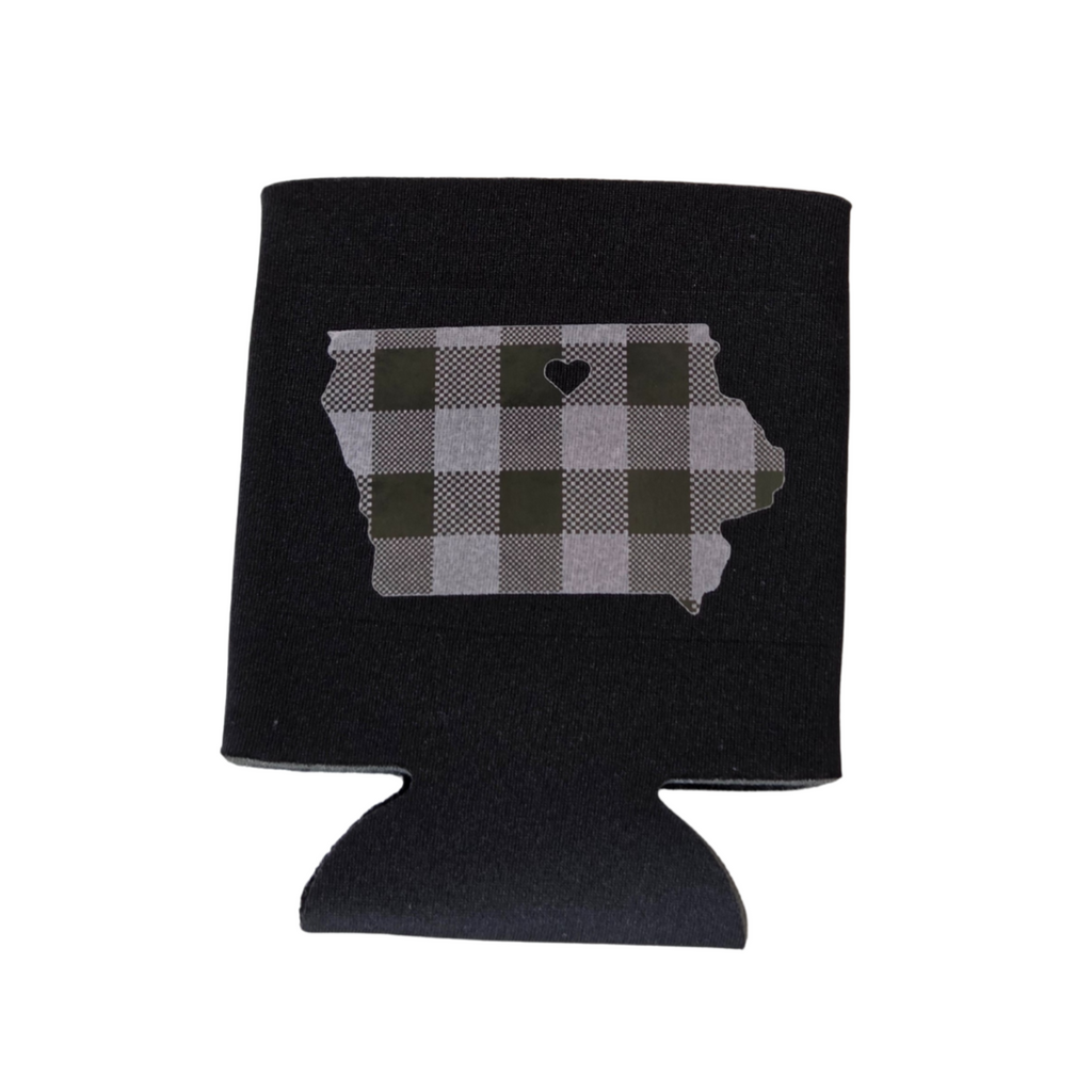 Custom Koozies – Iowa State Custom Koozie with red/black & white/black plaid