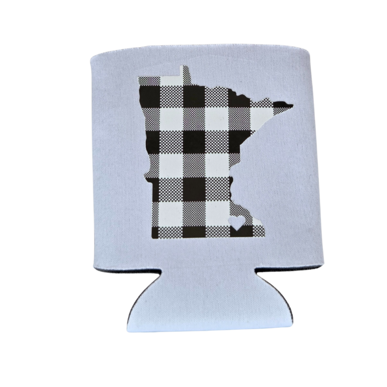 Custom Koozies – Minnesota State Custom Koozie with red/black & white/black plaid