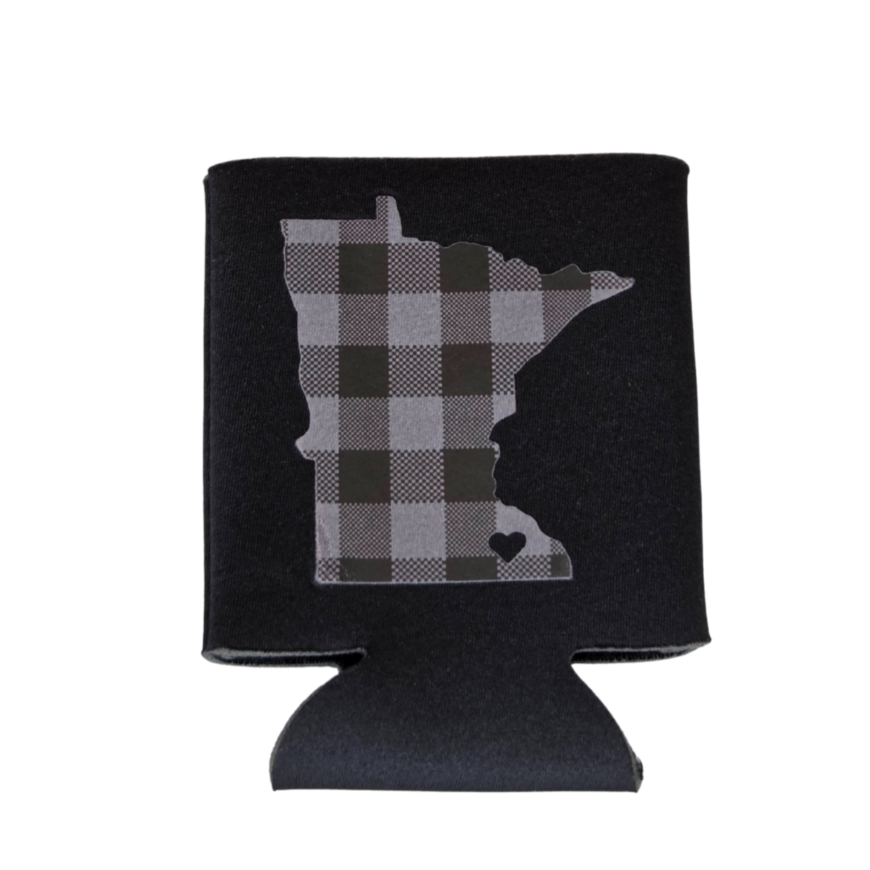 Custom Koozies – Minnesota State Custom Koozie with red/black & white/black plaid