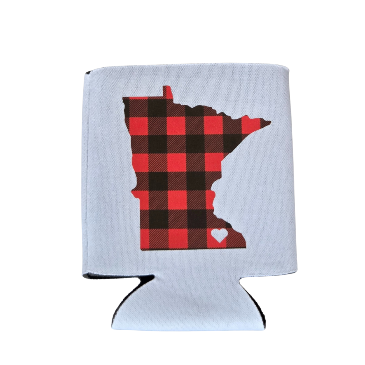 Custom Koozies – Minnesota State Custom Koozie with red/black & white/black plaid