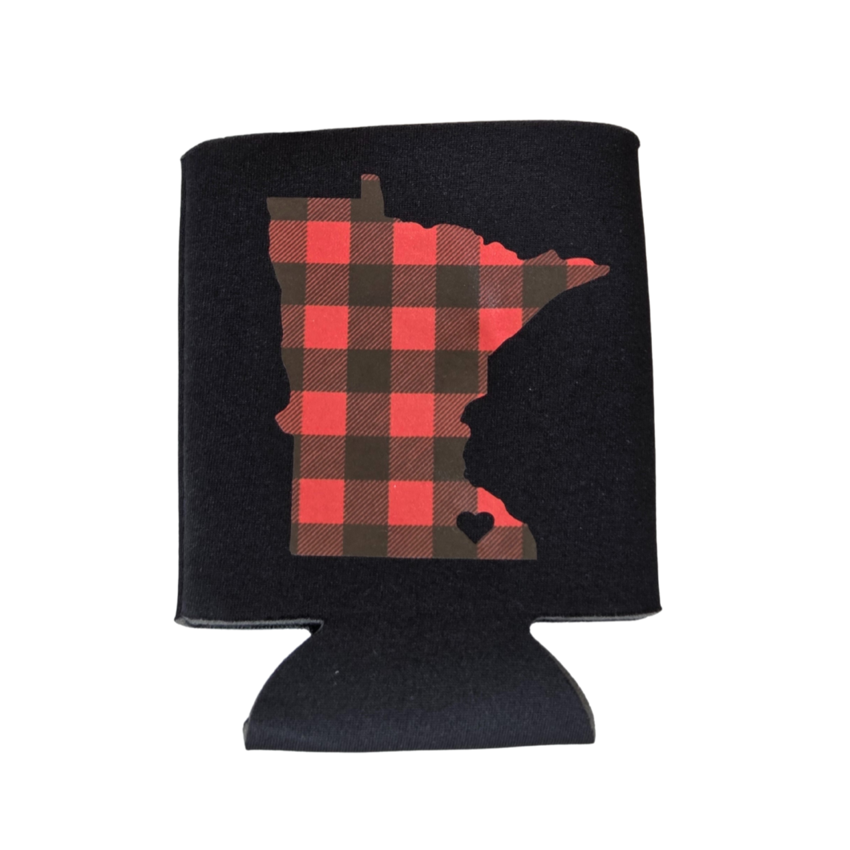 Custom Koozies – Minnesota State Custom Koozie with red/black & white/black plaid